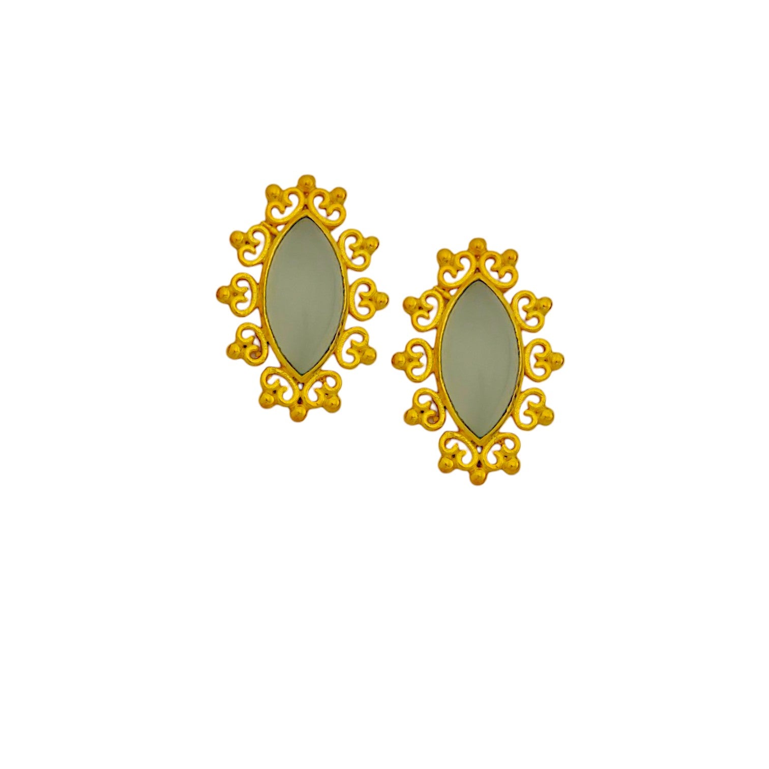 Aqua Marquise Stud in 18K Gold Plating