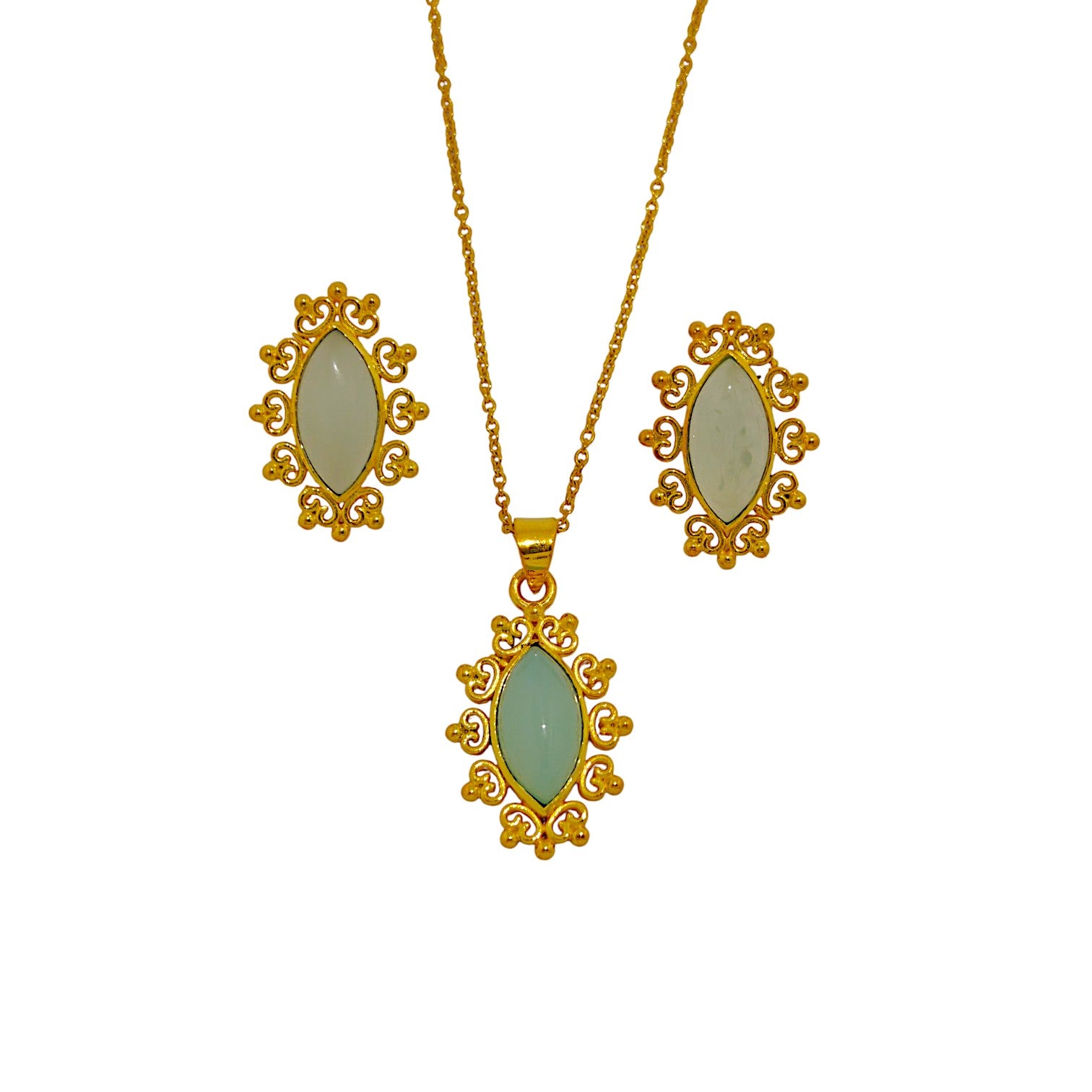 Aqua Marquise Stud in 18K Gold Plating