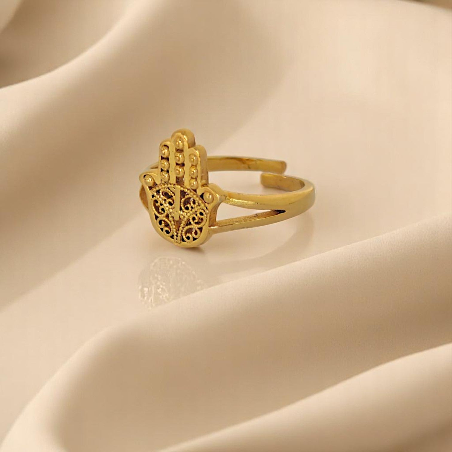 Humsa Hand Ring in 18K Plating