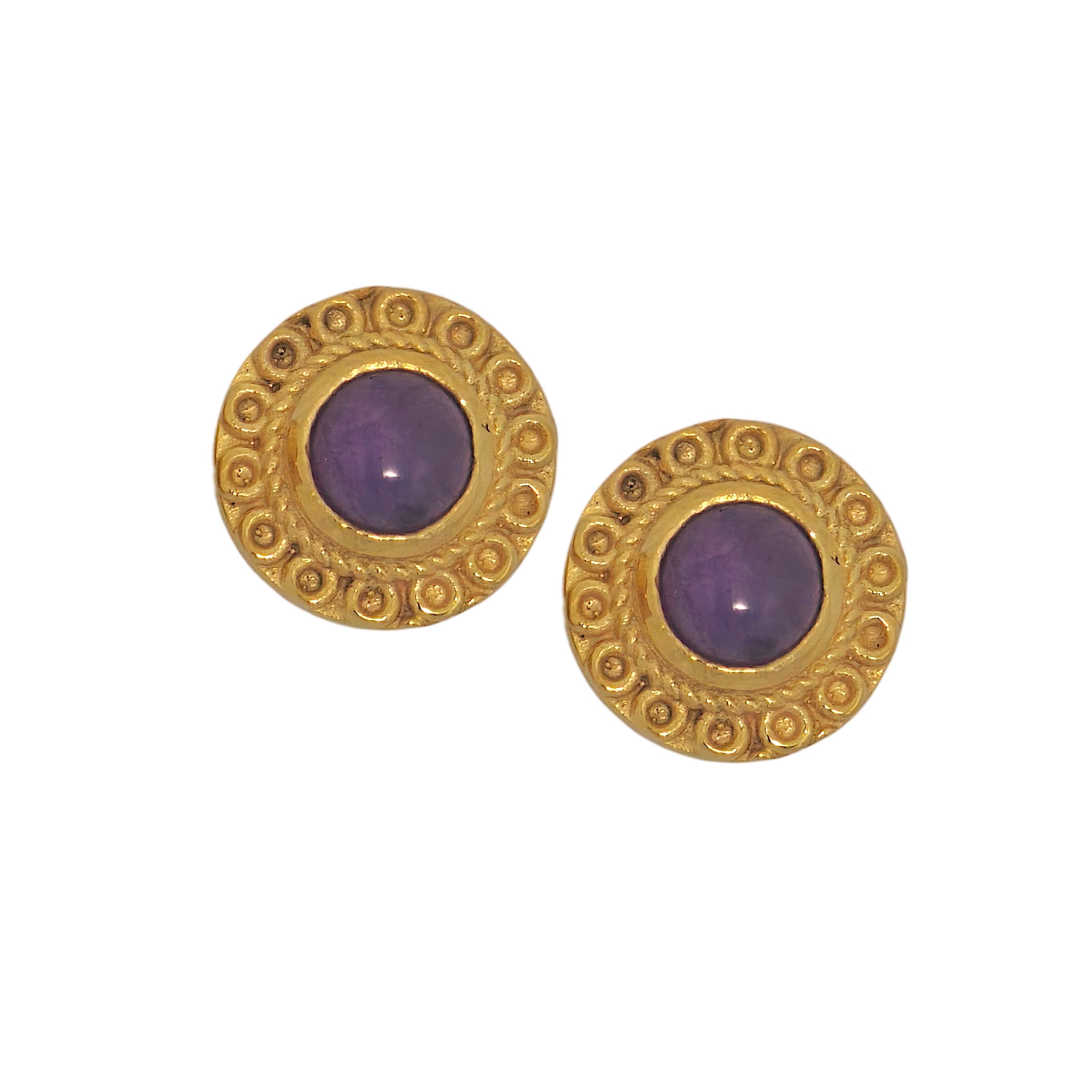 Royal Amethyst Studs in 18k Gold Plating