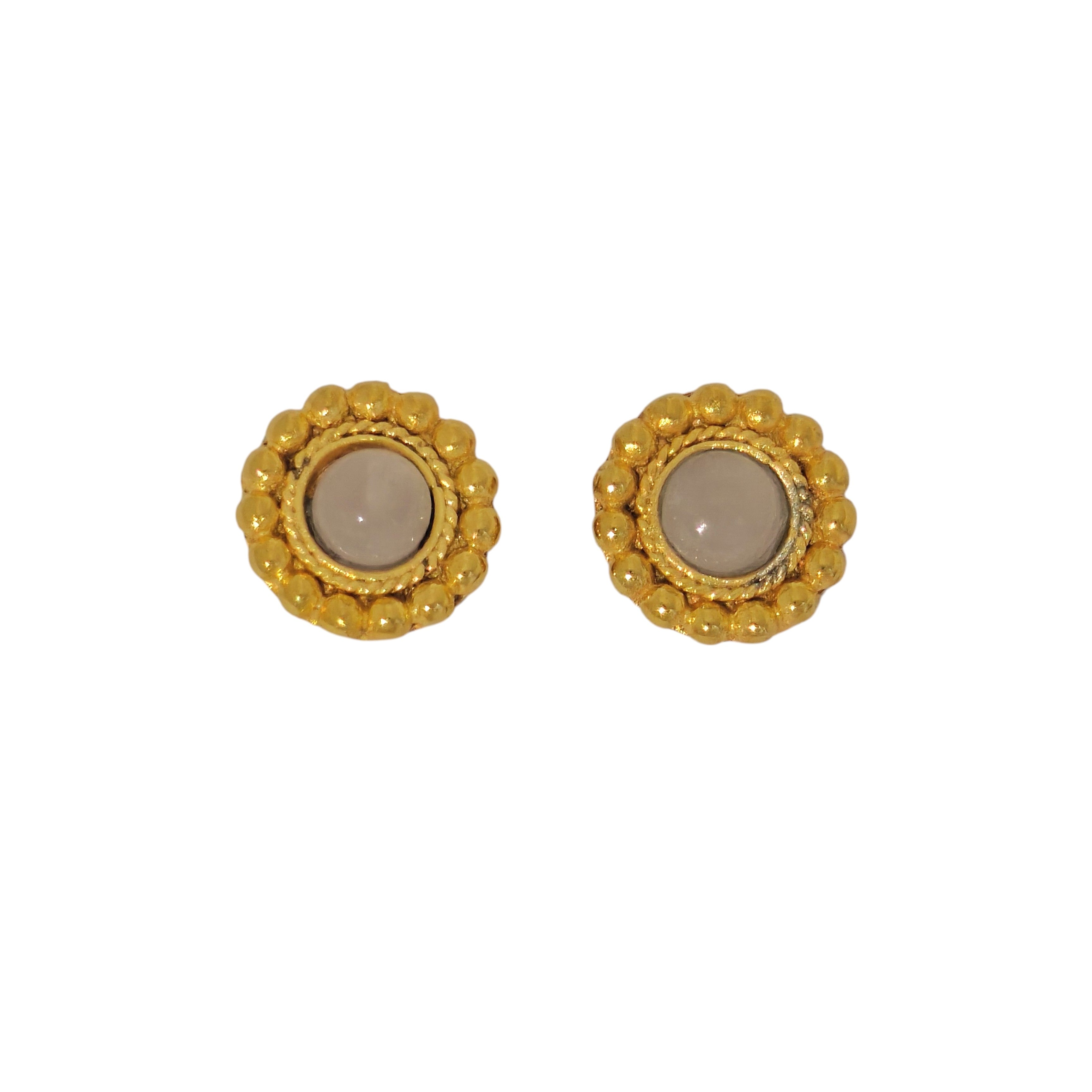 Moonstone Studs with 18k Gold Plating