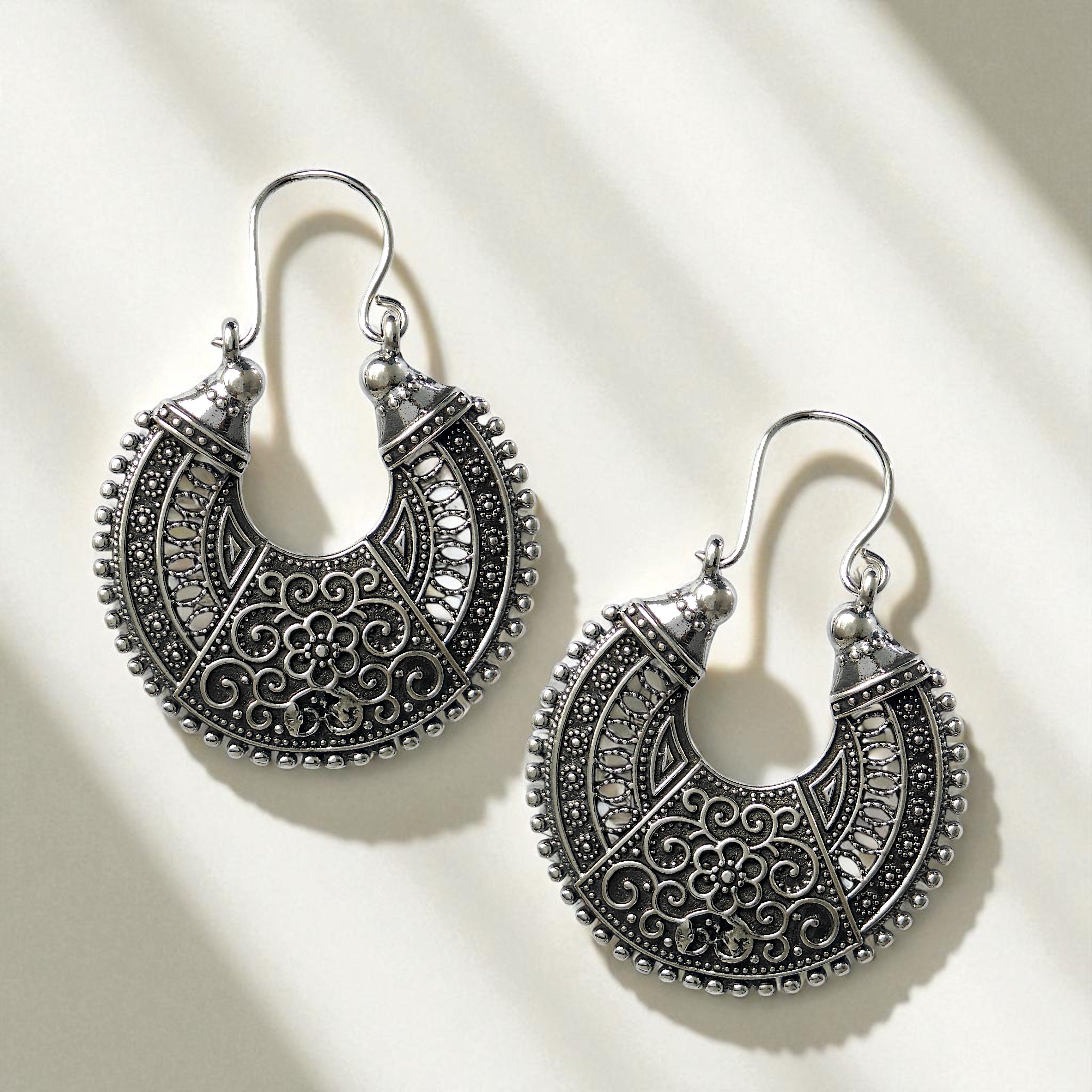 Oxidised Afghani Tribal Hoop Earrings