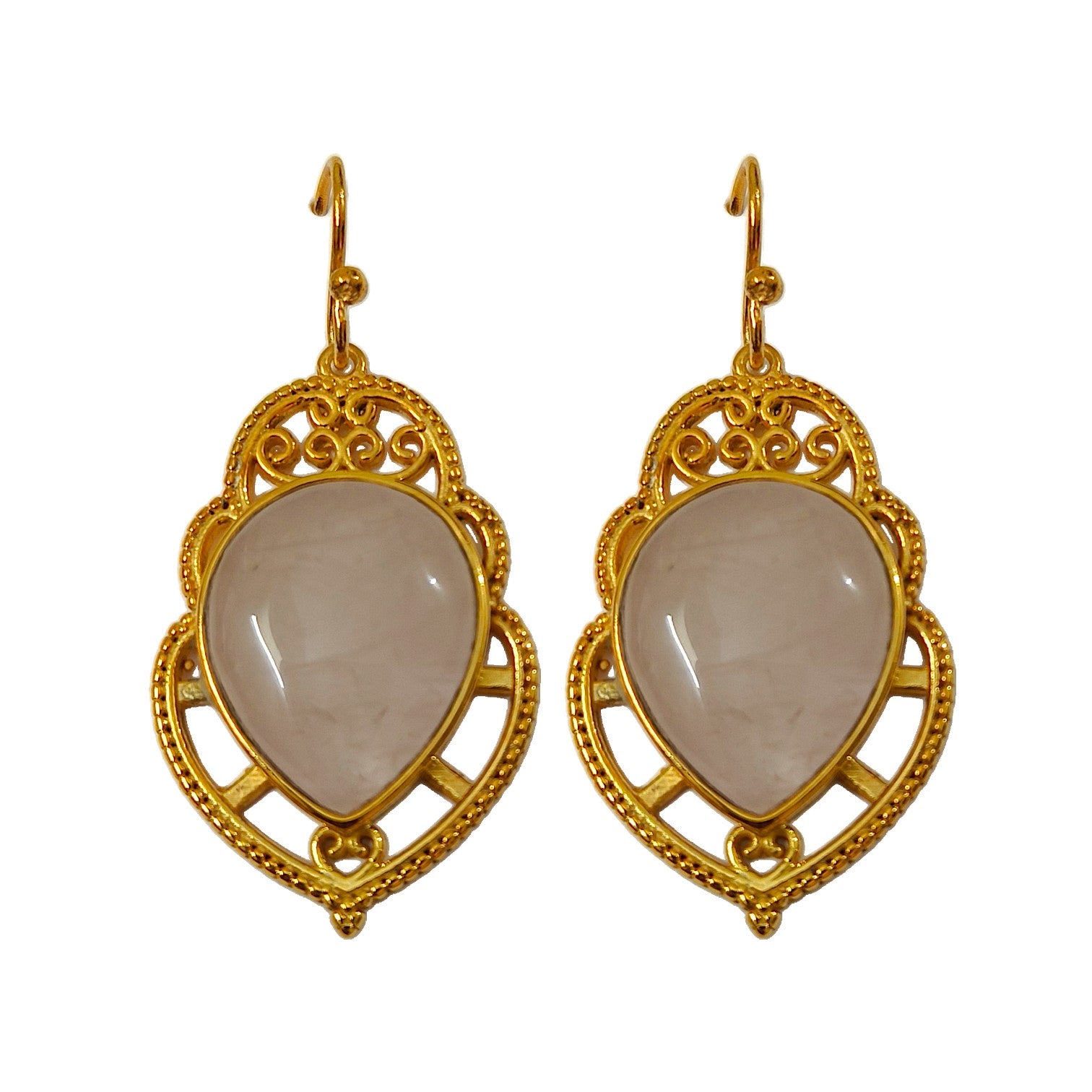 Royal Rose Quartz Chandeliers in 18k Gold Plating