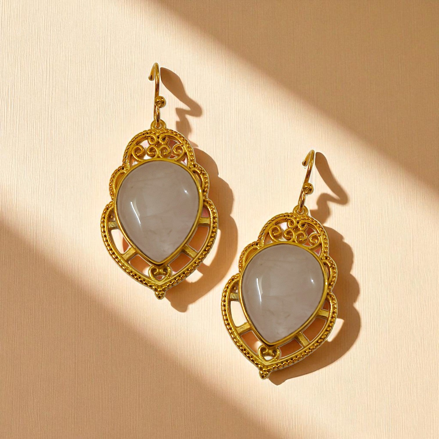 Royal Rose Quartz Chandeliers in 18k Gold Plating