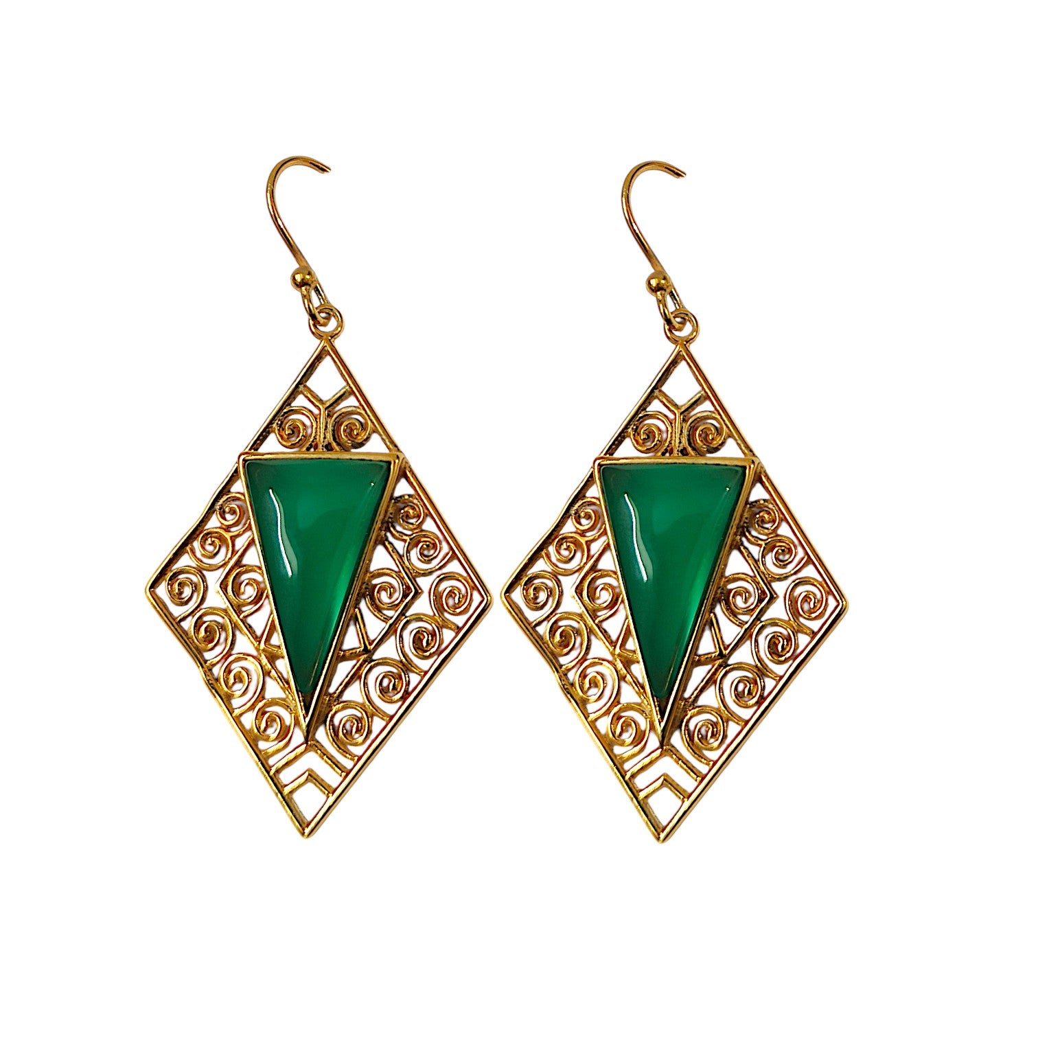 Royal Onyx Earrings in 18k Gold Plating