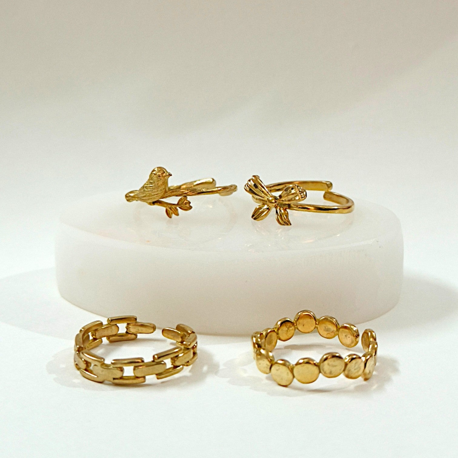 Trendy Fusion Ring Set of 4 in 18k Gold Plating