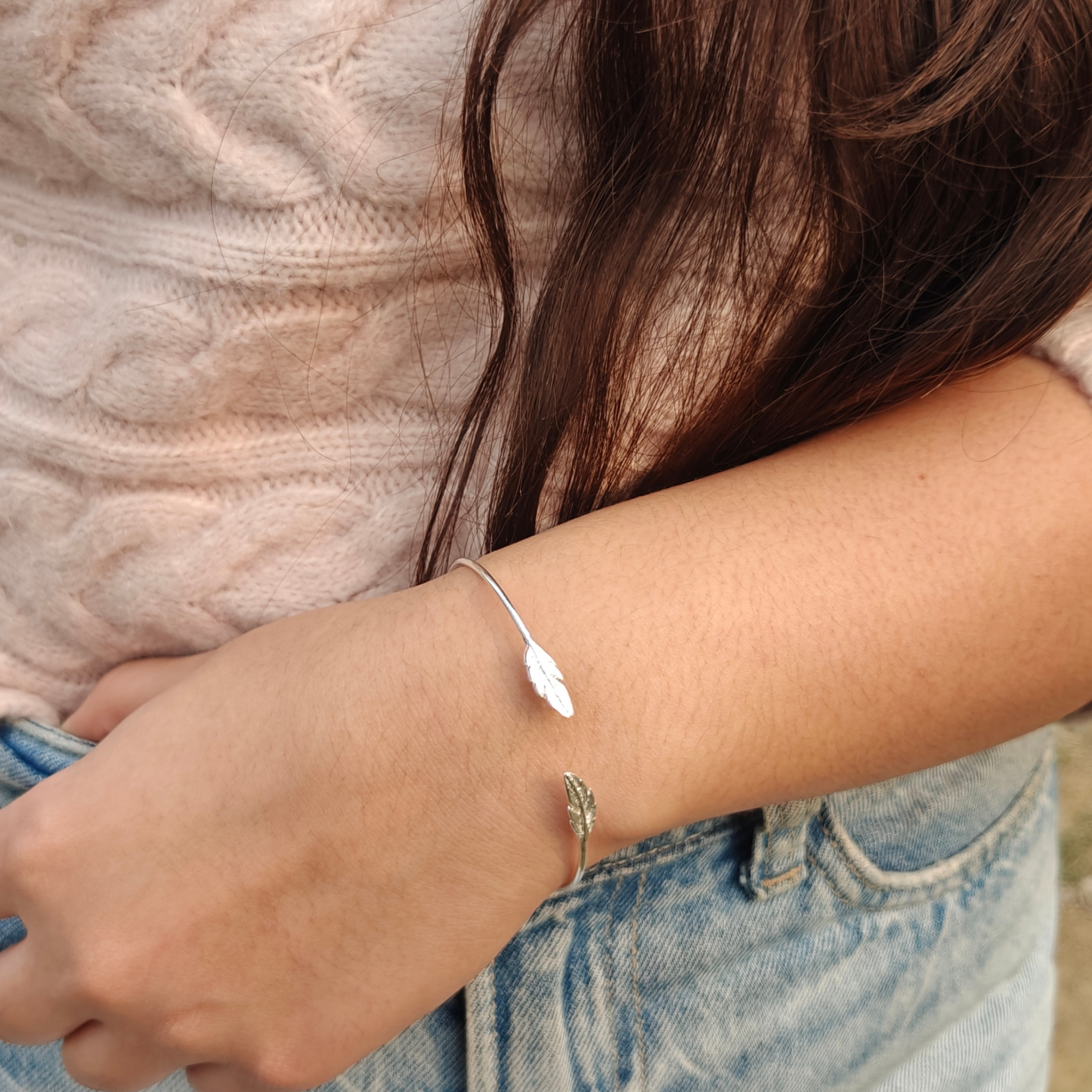 Serene Feather Silverplated Bracelet