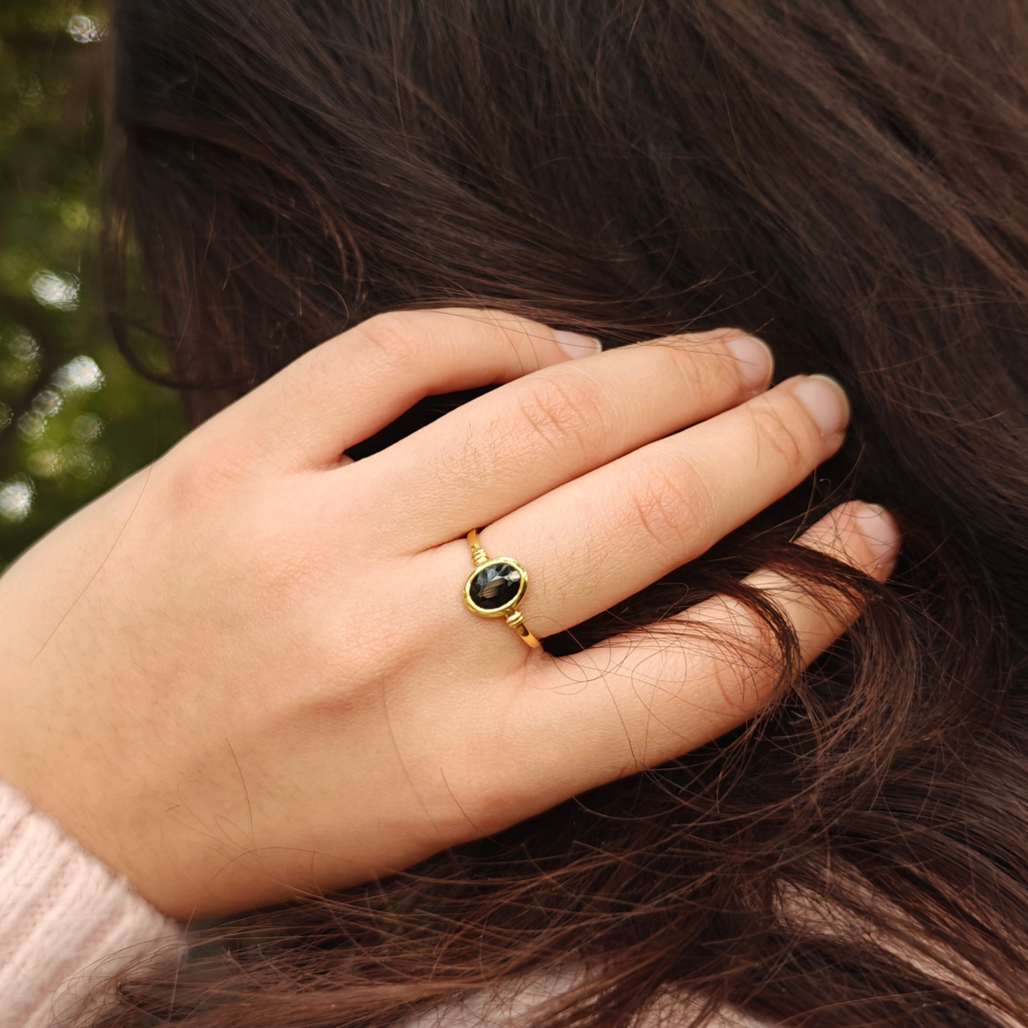 Midnight oval 925 silver ring