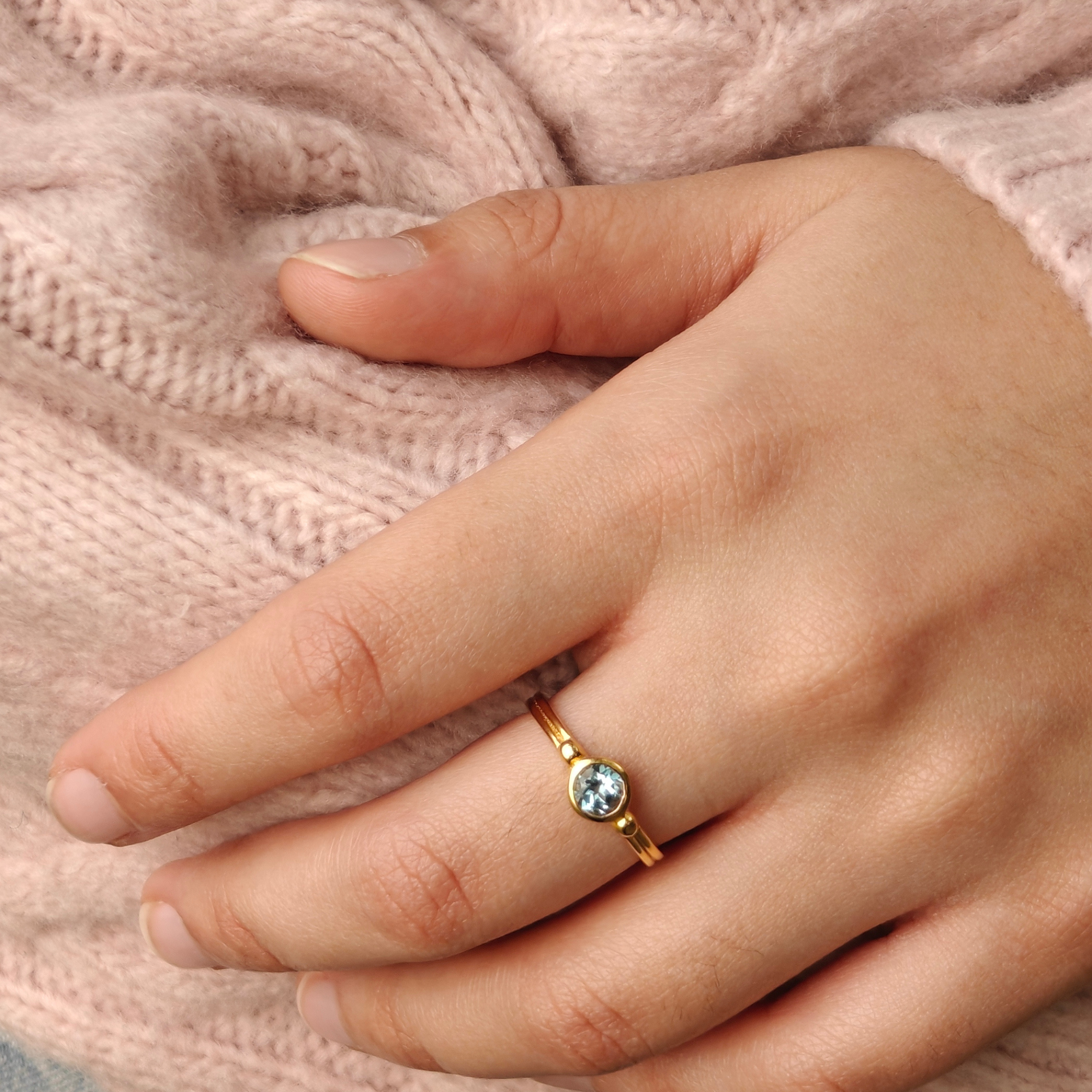 Celeste Blue Solitaire 925 silver Ring