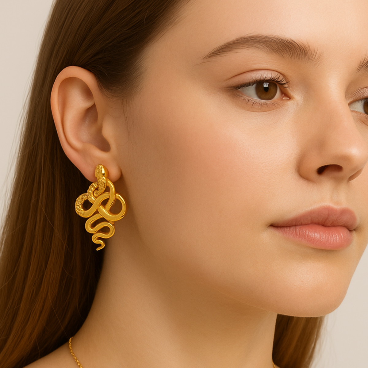 Infinity Serpent Studs in 18k Gold Plating