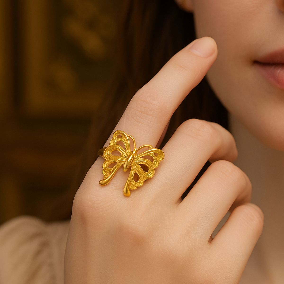 Butterfly Ring with 18k Goldplating
