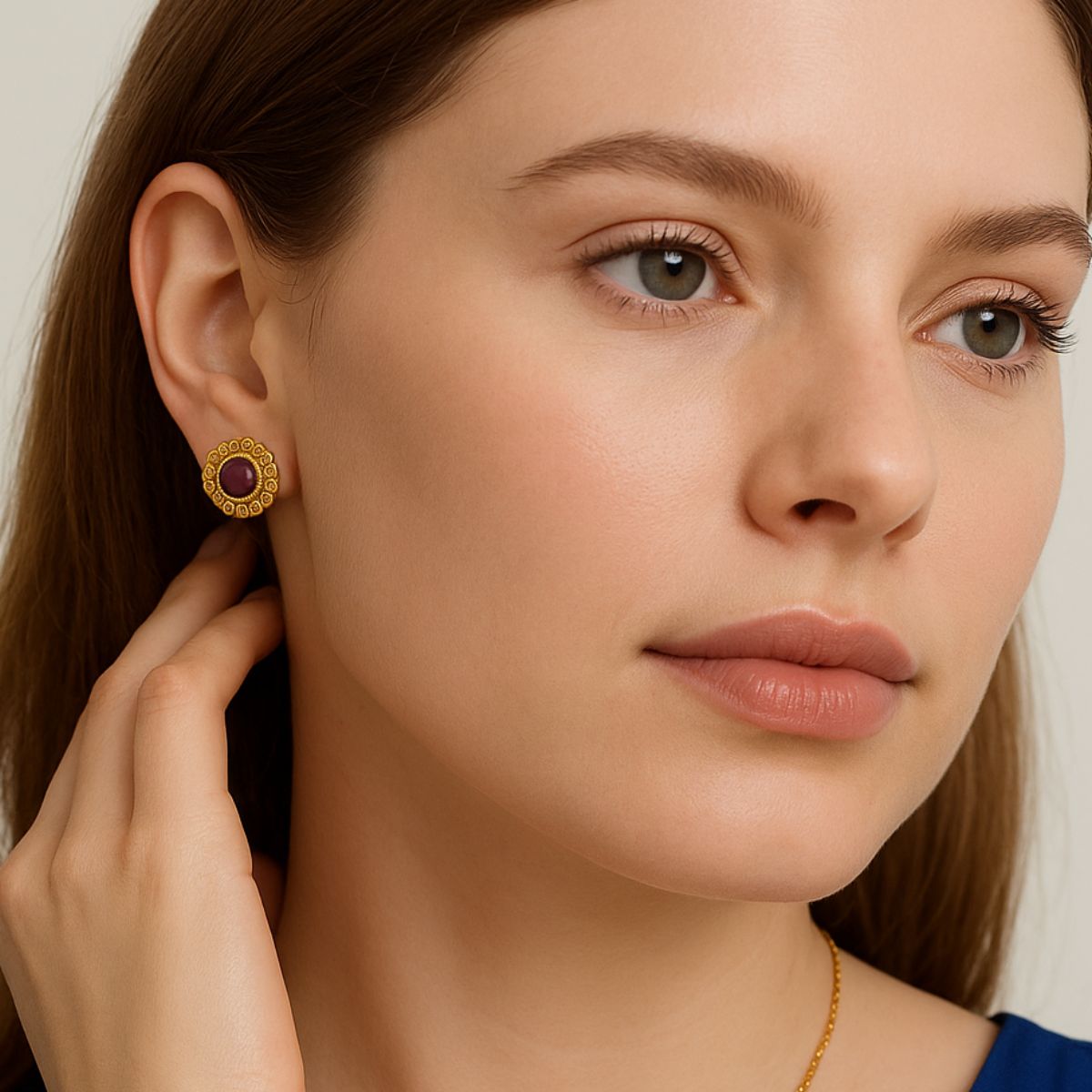 Royal Amethyst Studs in 18k Gold Plating