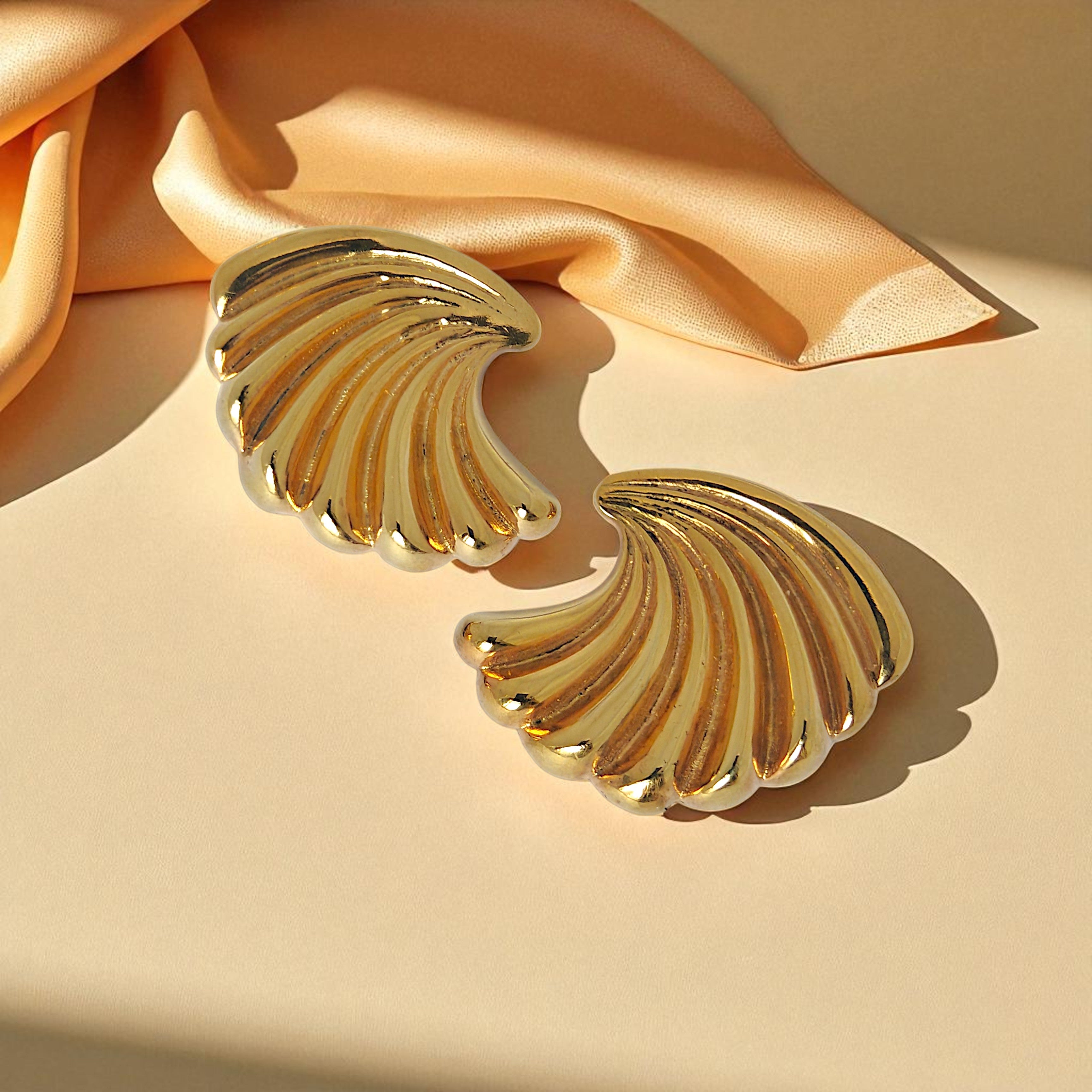 Golden Shell Studs in 18k Gold Plating