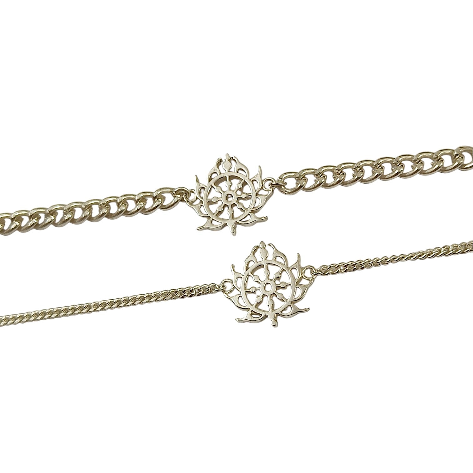 Couple Sudarshan Chakra Bracelet Set in 999 Pure Silver Plating