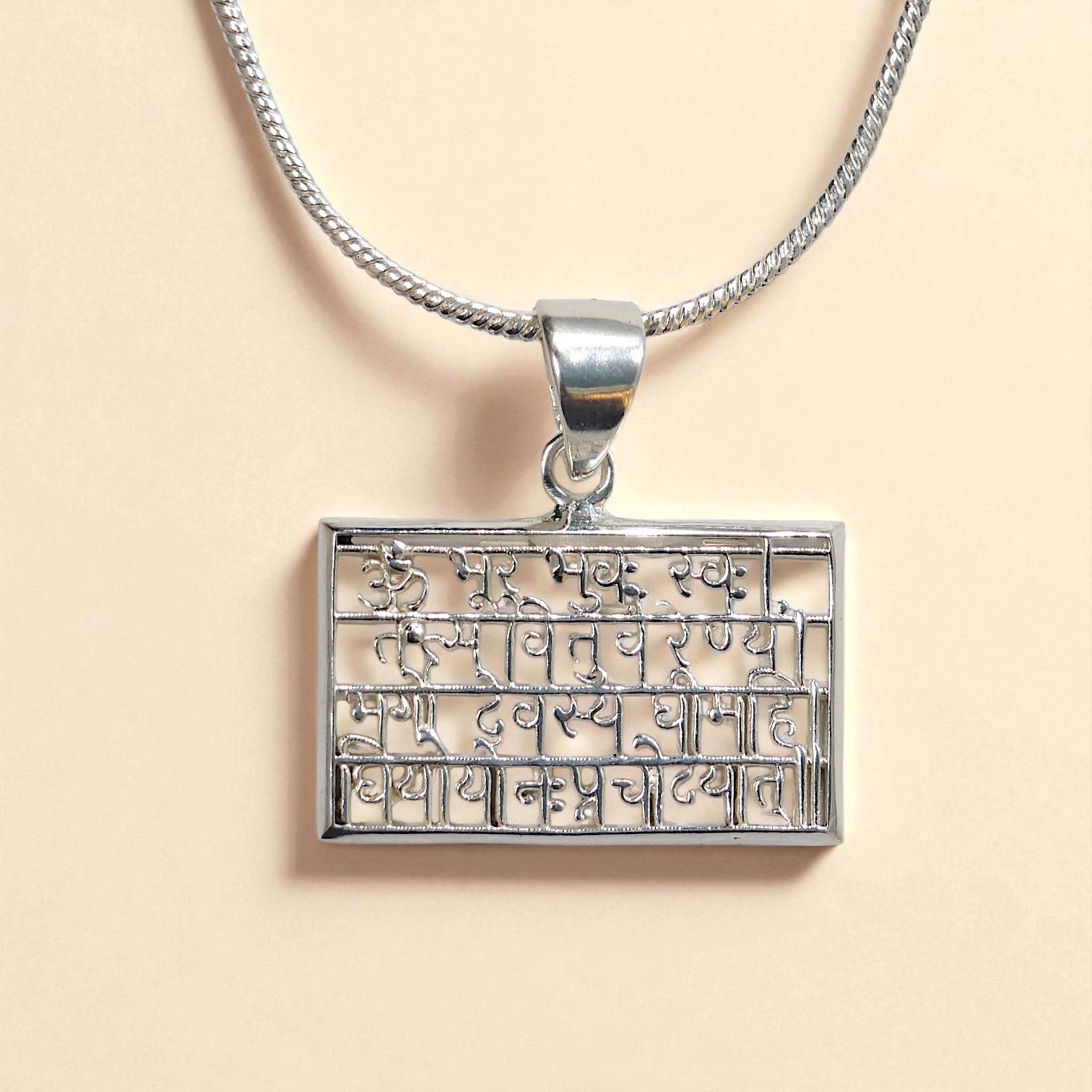 Gayatri Mantra Necklace in 999 Pure Silver Plating