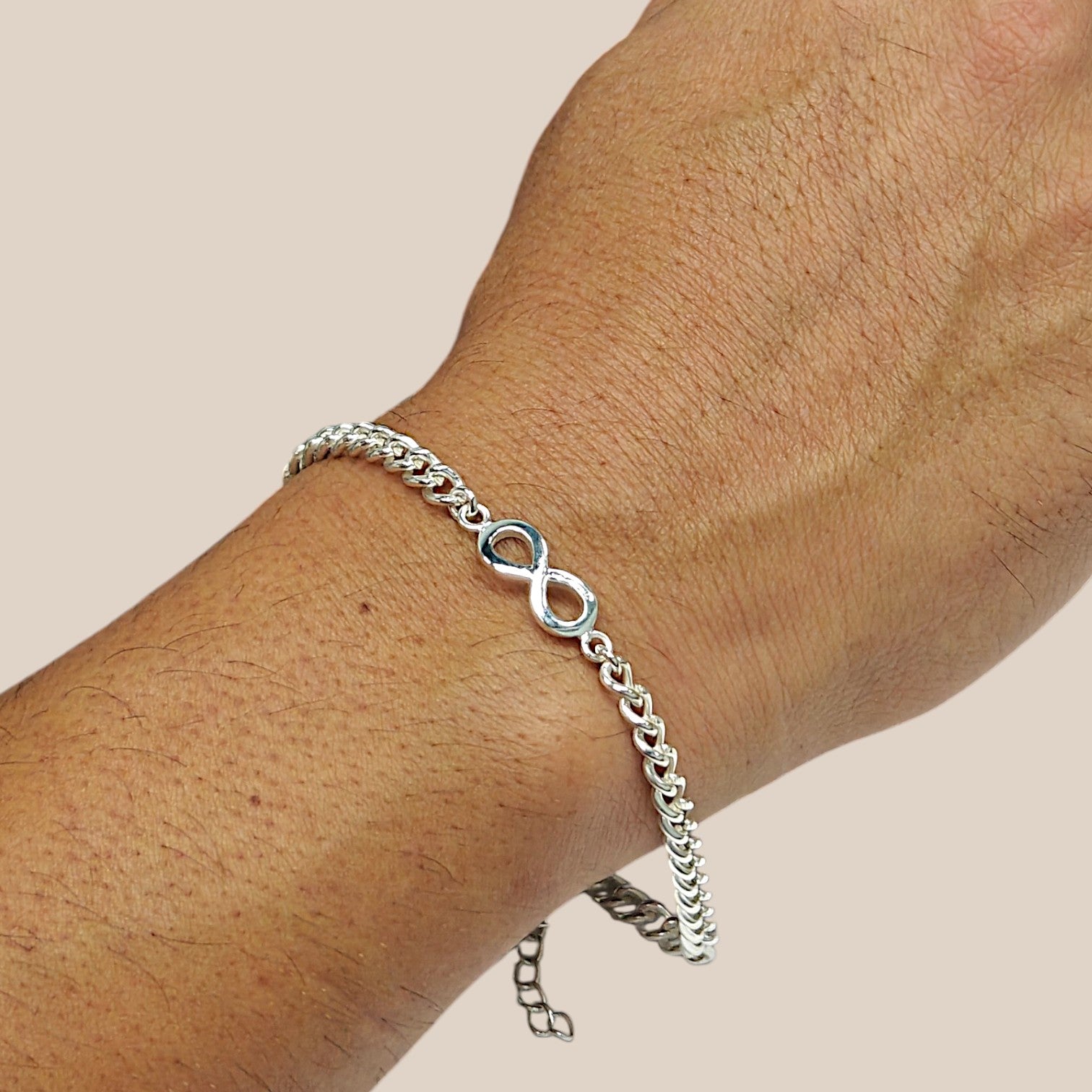 Men Infinity Bracelet in 999 Pure Silver Plating