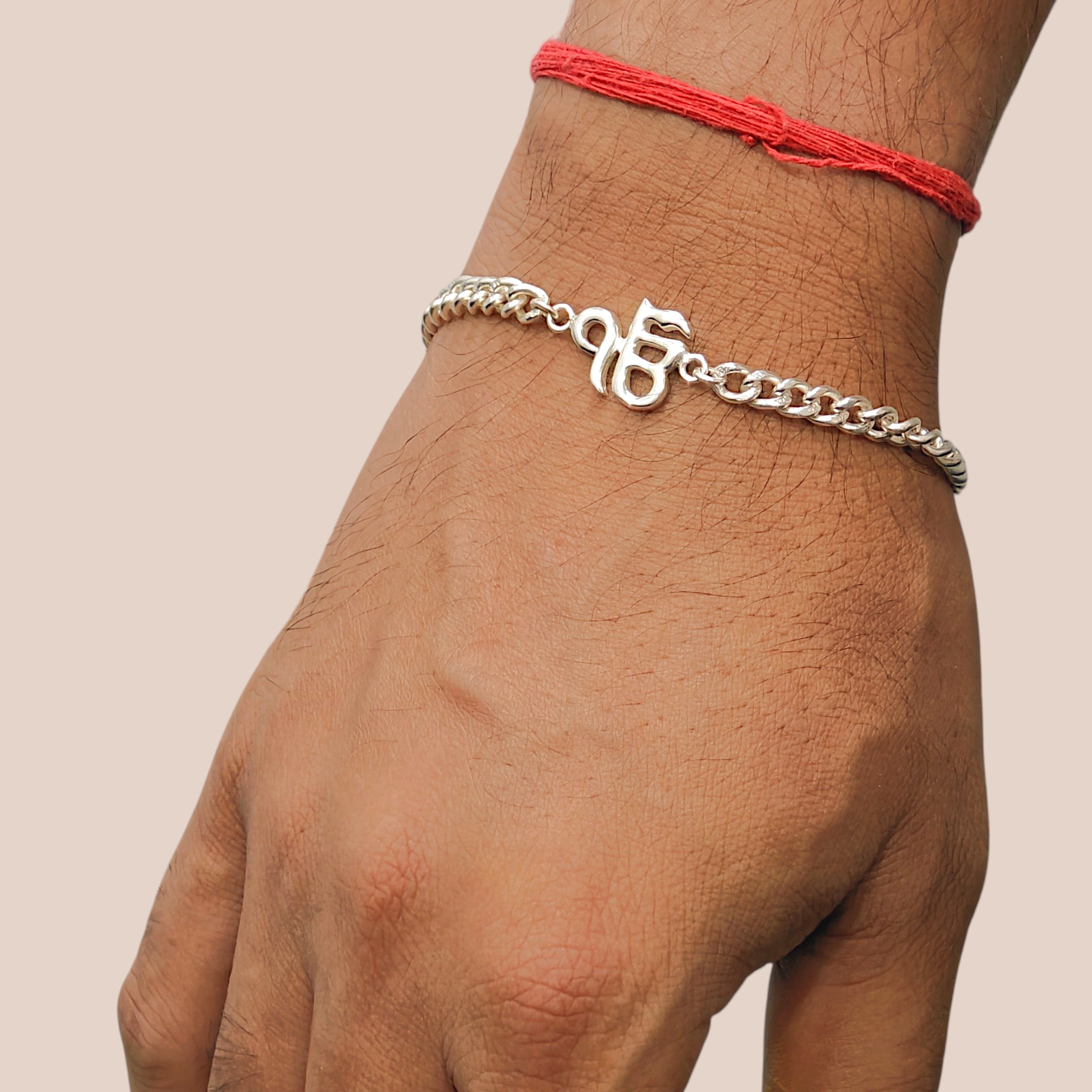 Men Ek Onkar Bracelet in 999 Pure Silver Plating