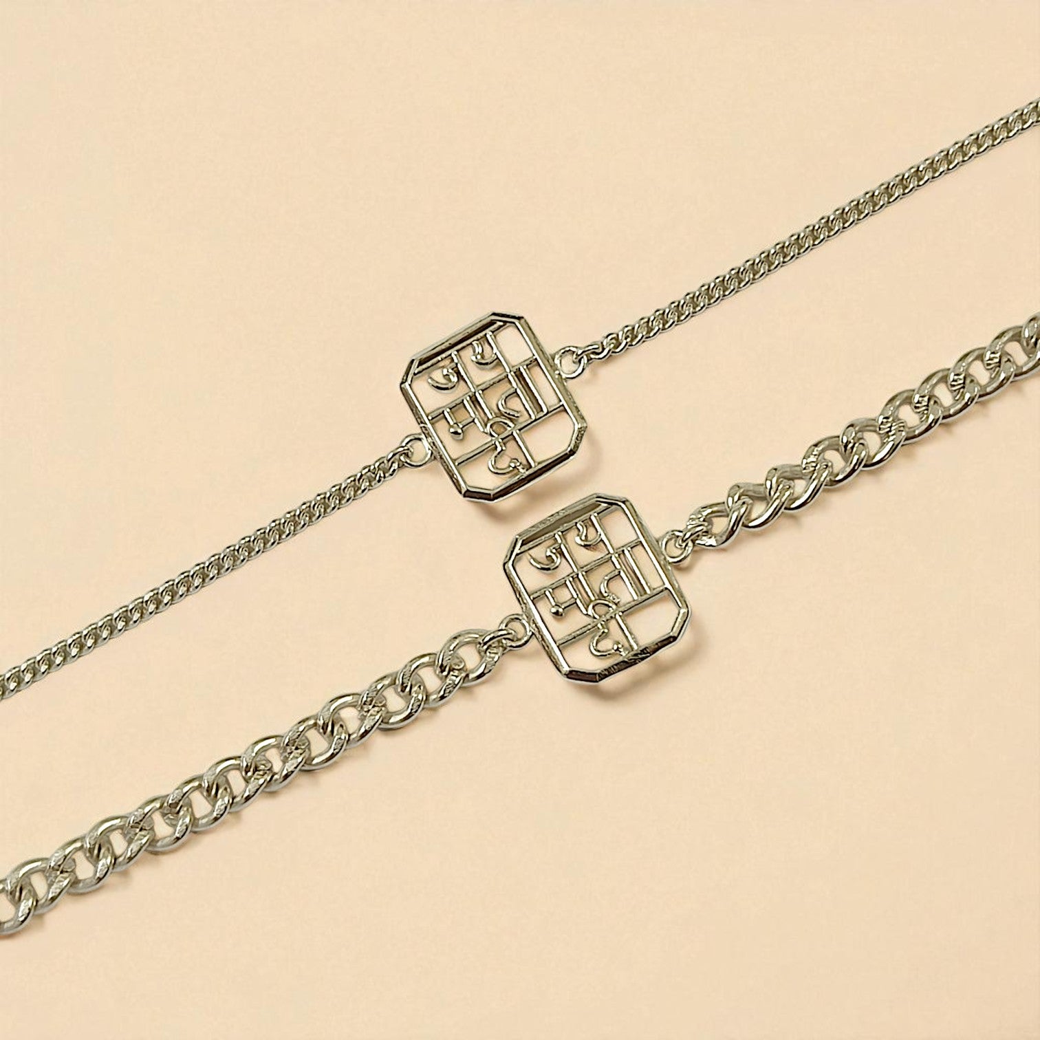 Couple Jai Mata Di Bracelet Set in 999 Pure Silver Plating