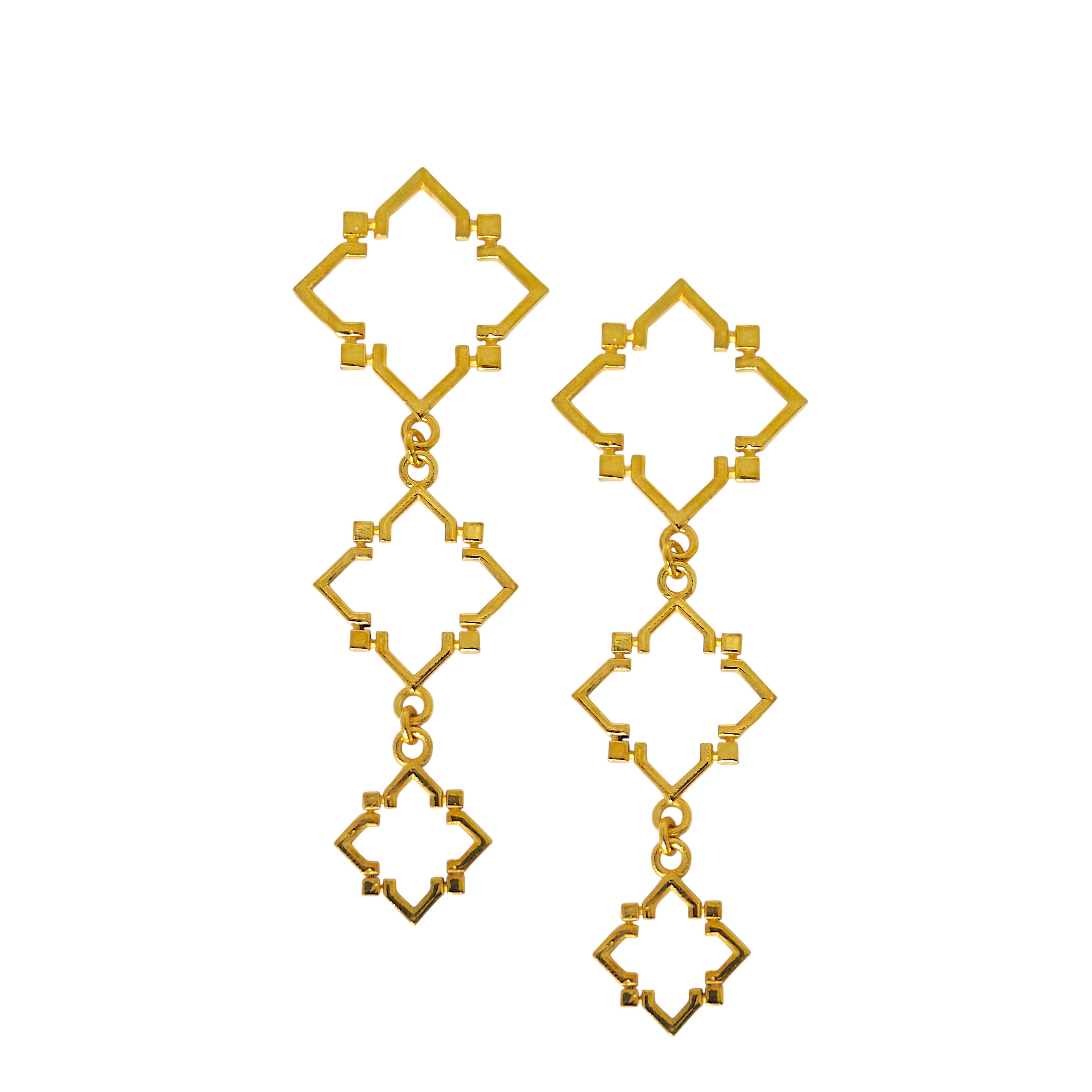 Trinity Frame Earrings in 18k Gold Plating