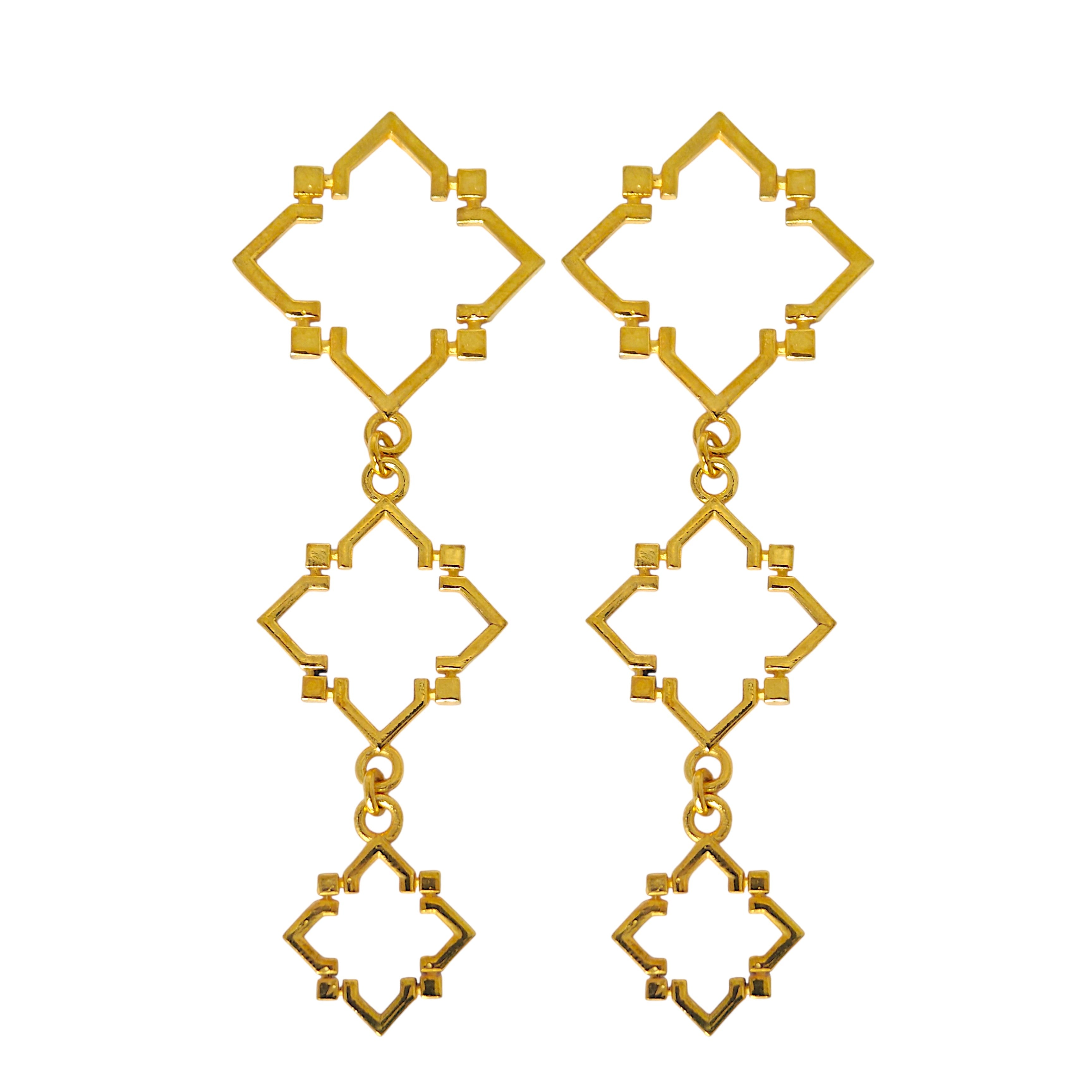 Trinity Frame Earrings in 18k Gold Plating