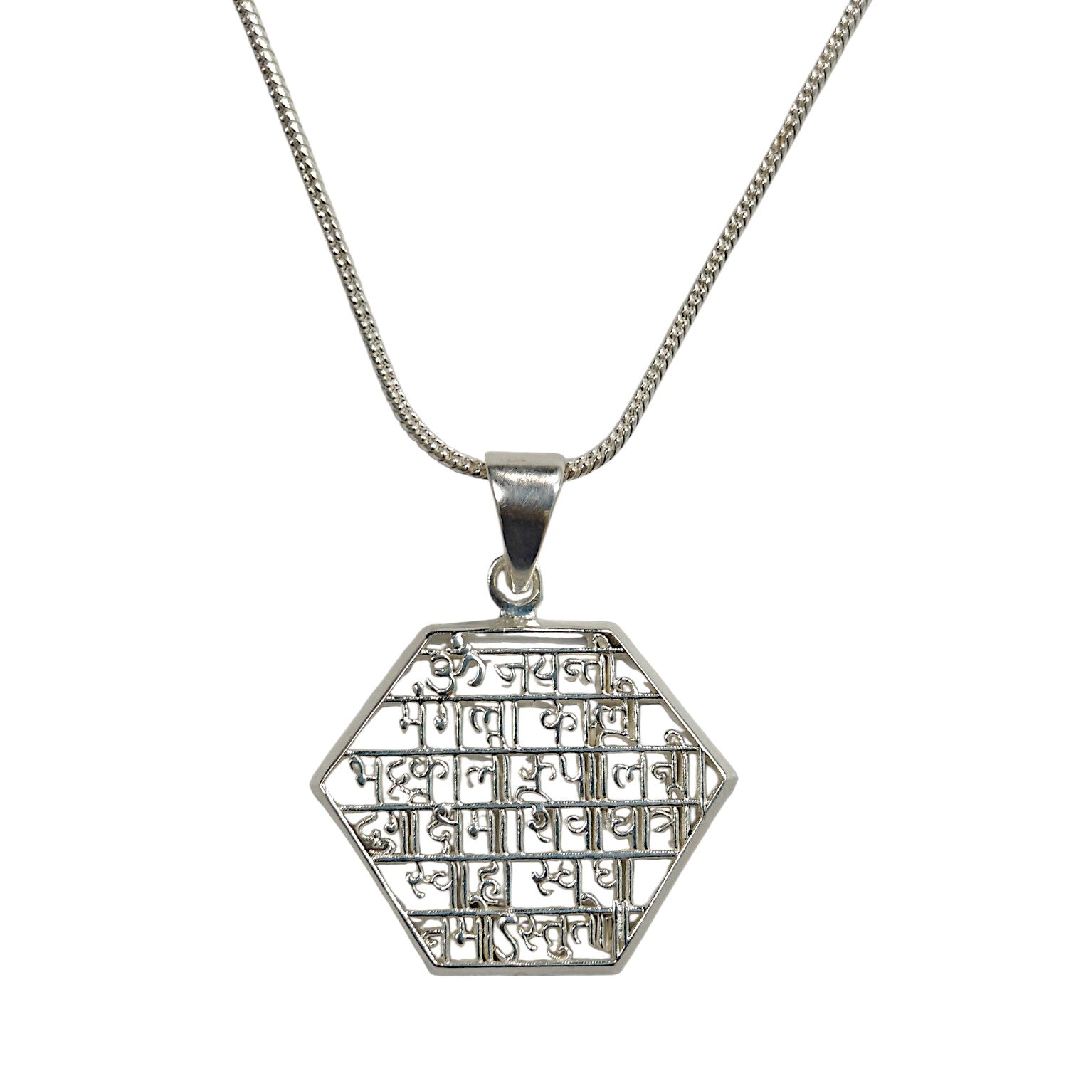 Maha Kali Mantra Pendant in 999 Pure Silver Plating