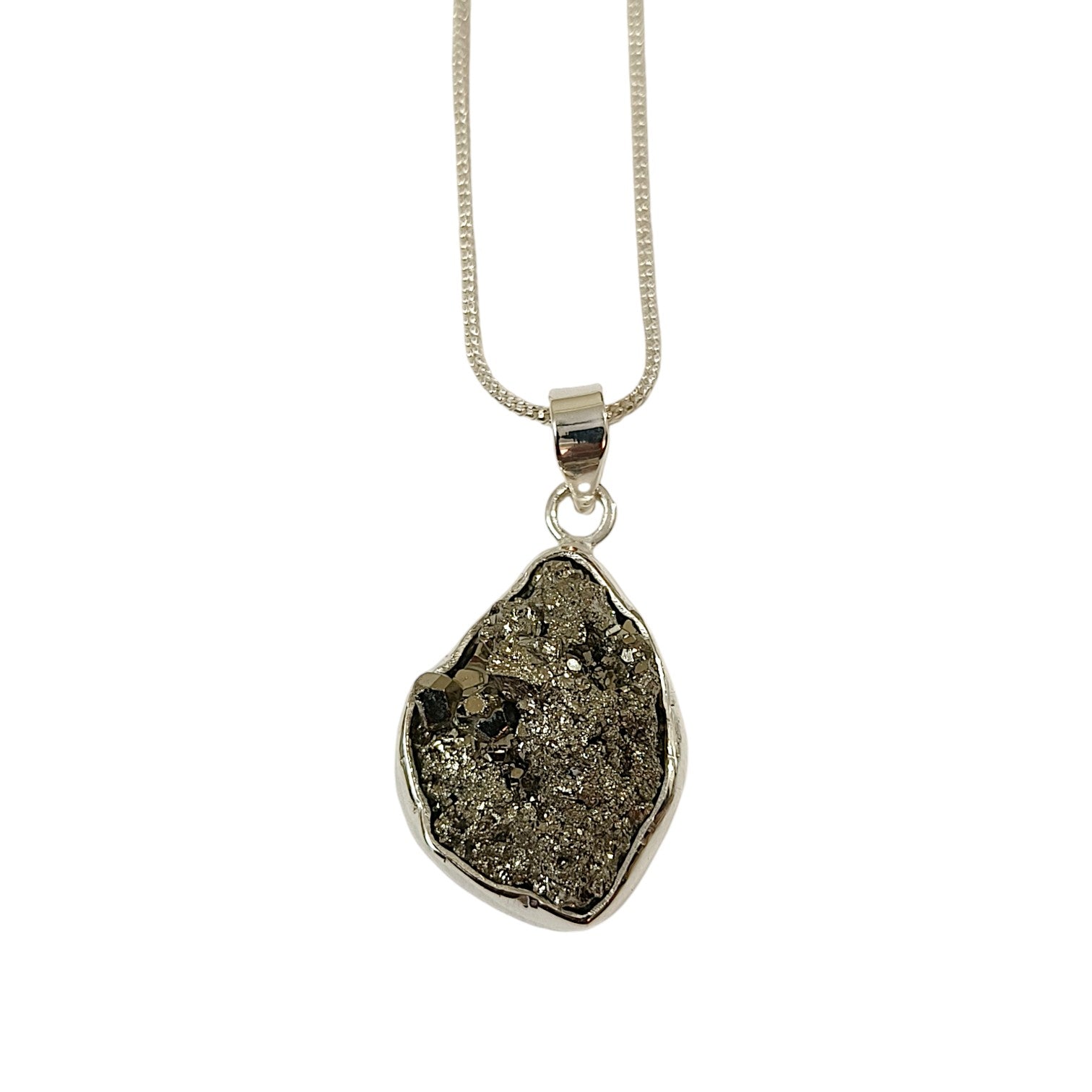 Wealth Pendant – Unisex Pyrite Gemstone Pendant in 999 Pure Silver Plating