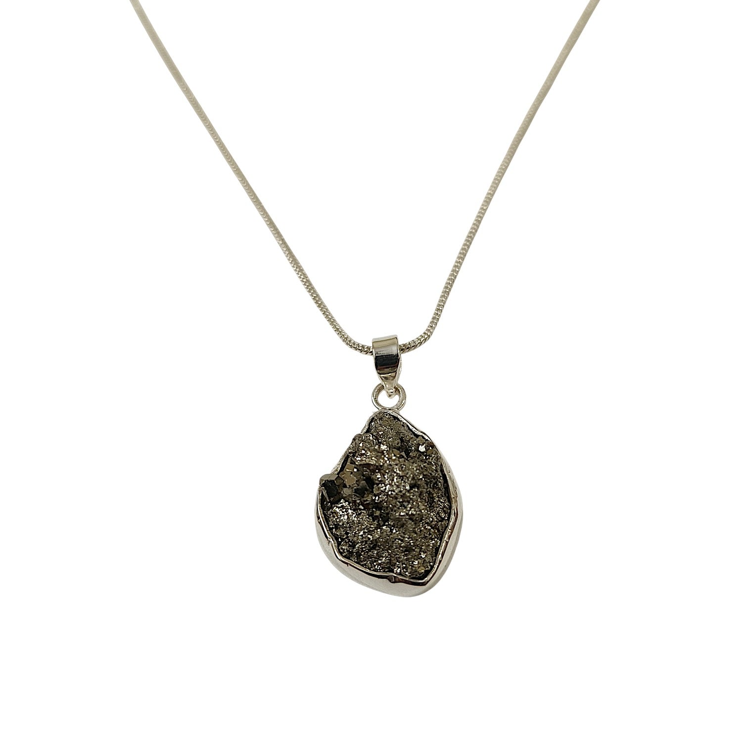 Wealth Pendant – Unisex Pyrite Gemstone Pendant in 999 Pure Silver Plating
