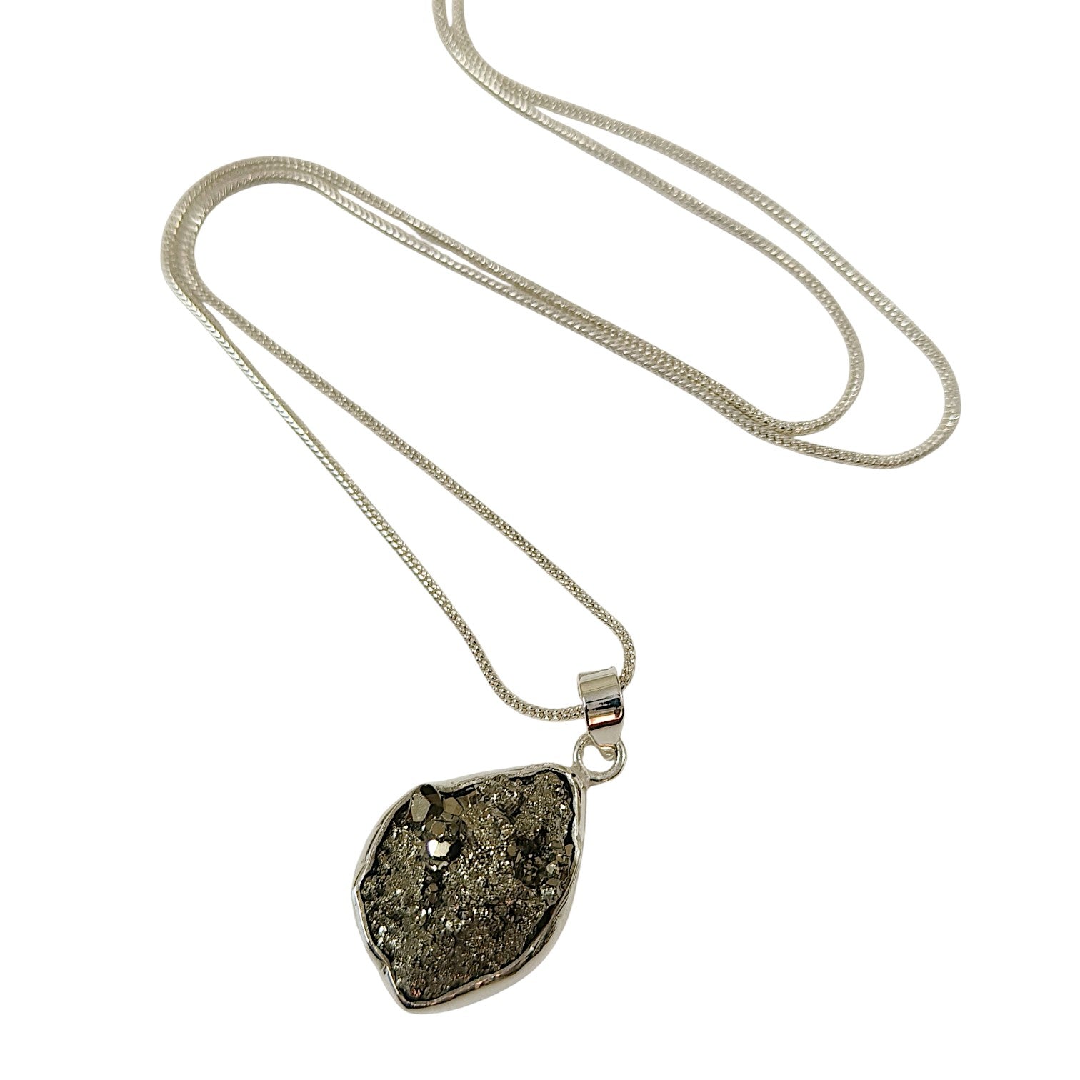 Wealth Pendant – Unisex Pyrite Gemstone Pendant in 999 Pure Silver Plating