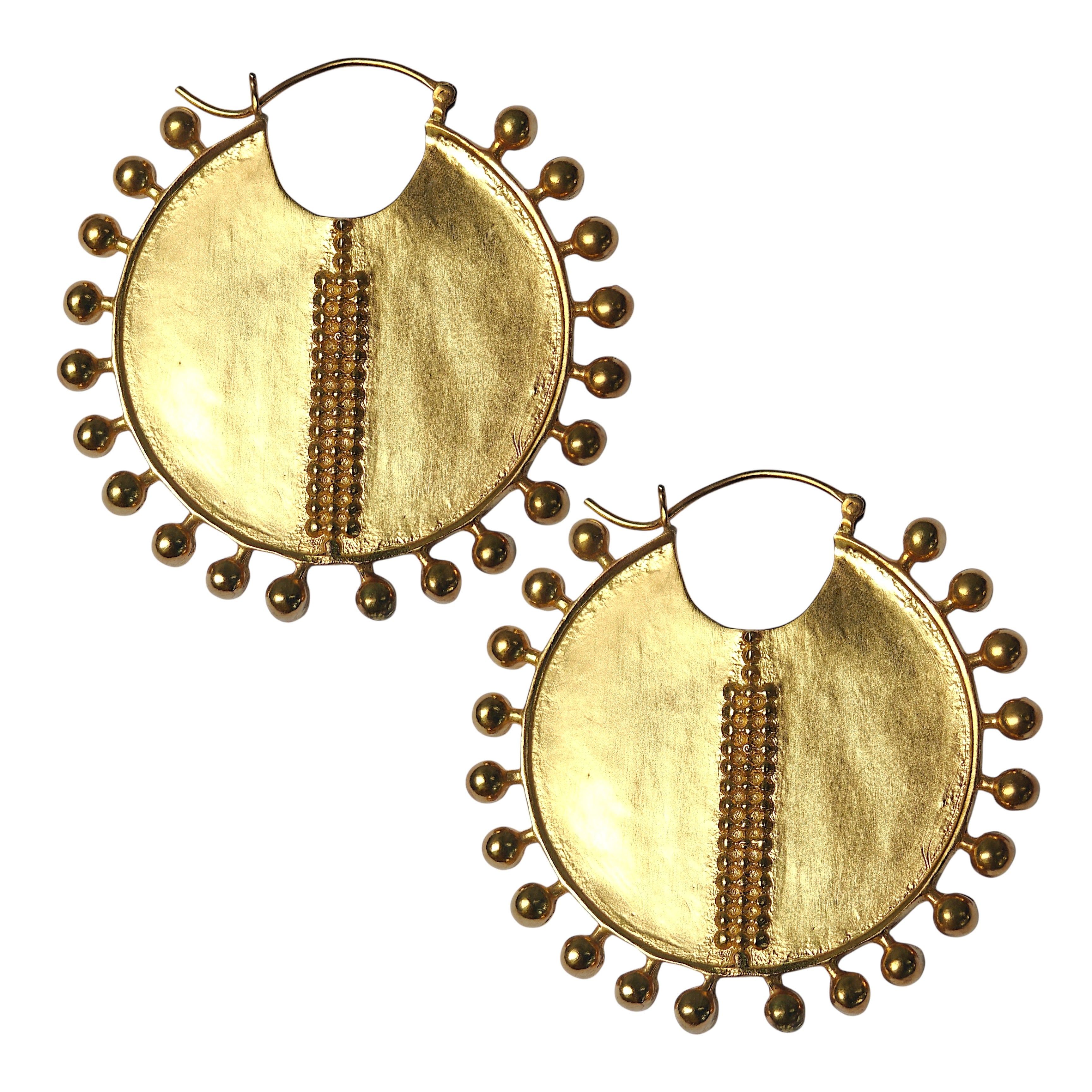 Tribal Luxe Round Hoops in 18k Gold Plating
