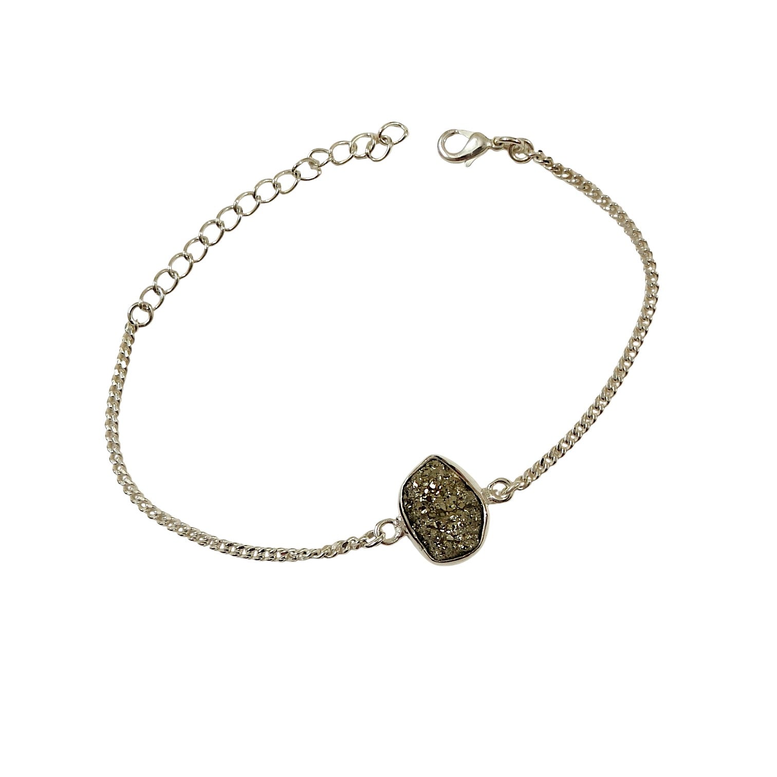 Wealth Bracelet- Pyrite Gemstone Bracelet in 999 Pure Silver Plating